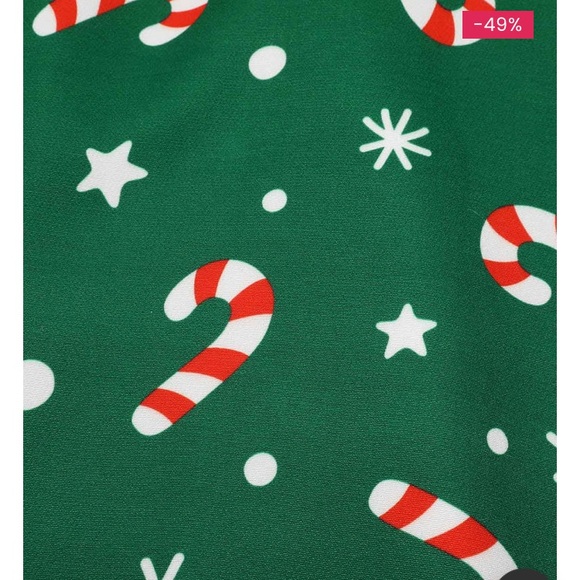 1950s Vintage Style Candy Cane One Shoulder Dress Retro Stage Fur Trim Sz L NWT - Picture 6 of 9